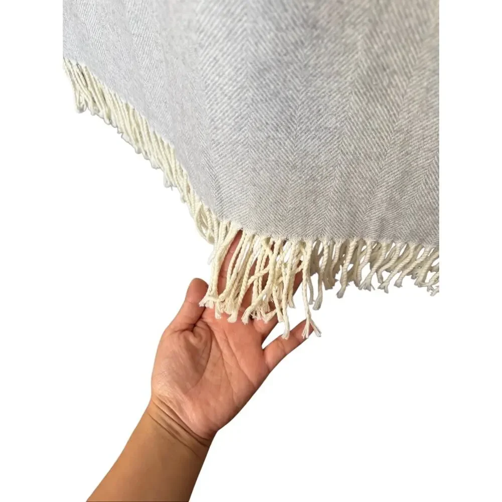 Lands Downunder Italian Herringbone Throw Blanket Gray Soft & Cozy 60x56 Inches